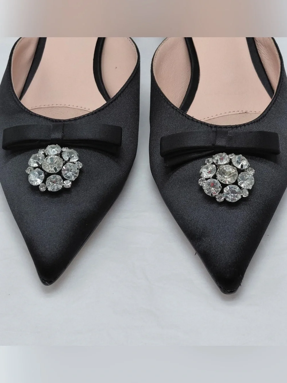 Kate Spade Darlene Satin Kitten Heels elegant cocktail slide shoes Size 7.5